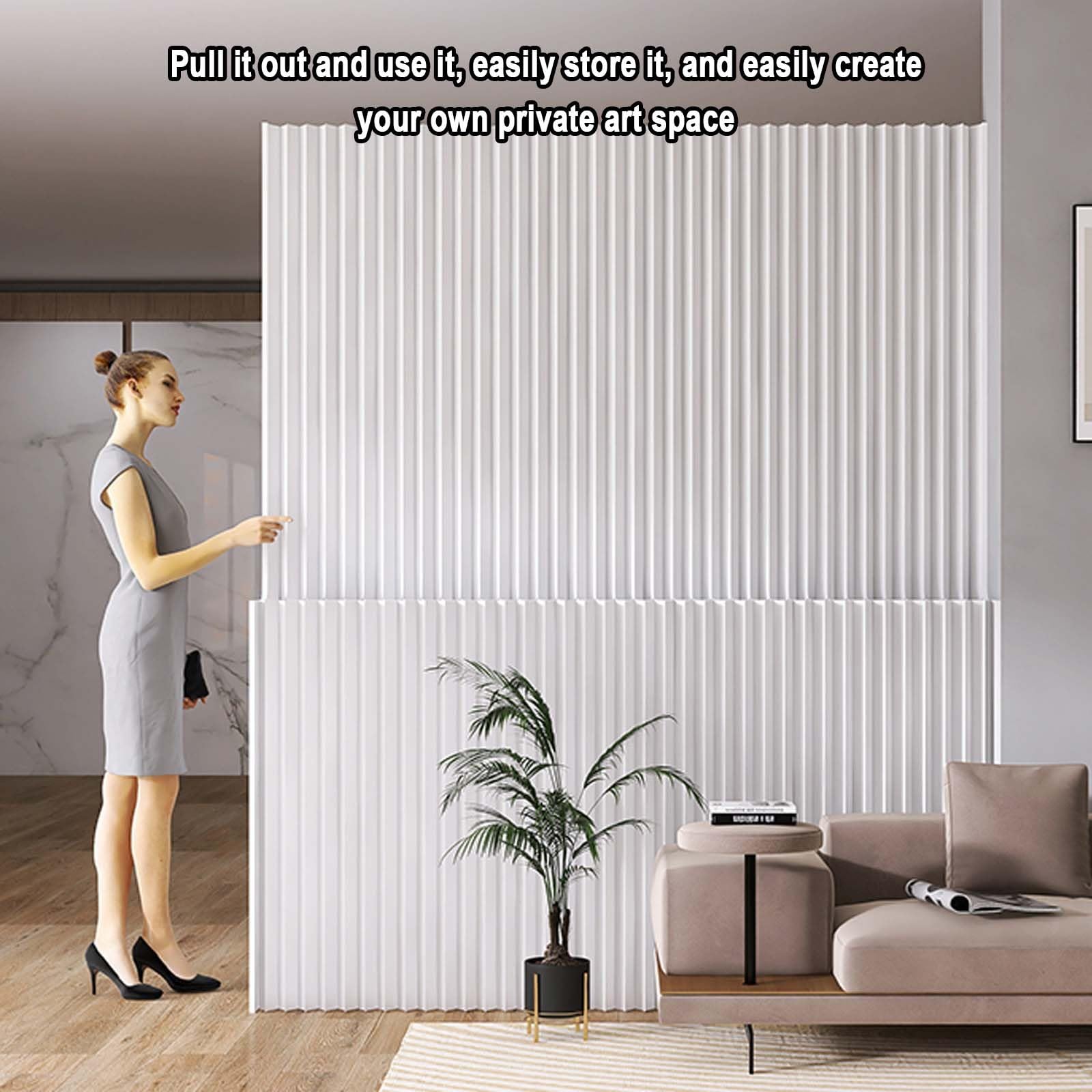 Cloison murale pliable, paravent décoratif pour l’intimité, écran d’intimité intérieur, cloison pliante portable en papier, cloison extensible en papier,cloison murale temporaire(H180cm/70.8n,500cm/19