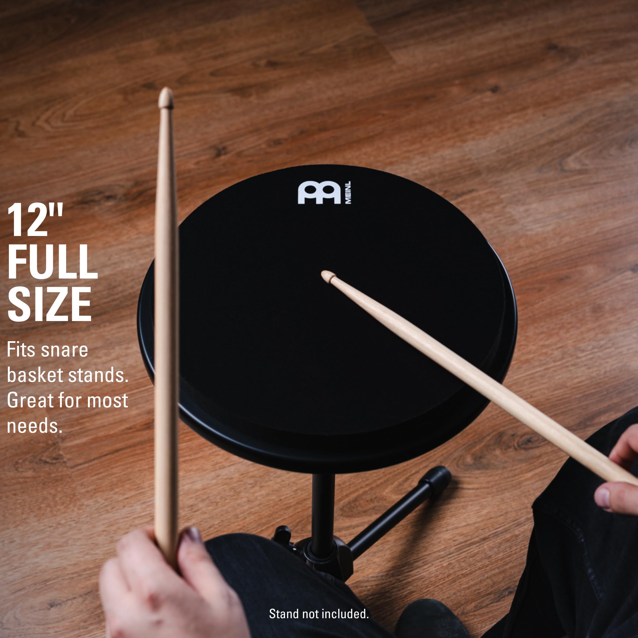 Meinl Cymbals 12" Marshmallow Drum Practice Pad Ultra-Silenzioso Rimbalzo Medio Nero Montabile su Asta Piatto MMP12BK
