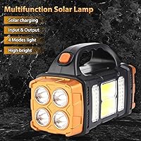 Vista 5 de High Lumens Solar Flashlight - LED Work Light with USB-C Rechargeable, Waterproof, Multi-Function Flashlight & Lantern for Camping, Emergencies, and