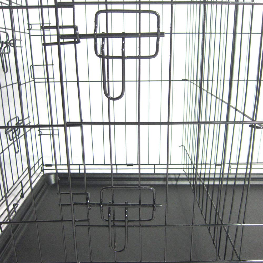 Cage Chien Pliable en Metal avec Cloison, Bac Plastique et 2 Portes, 121 x 74 x 81 cm, Noir