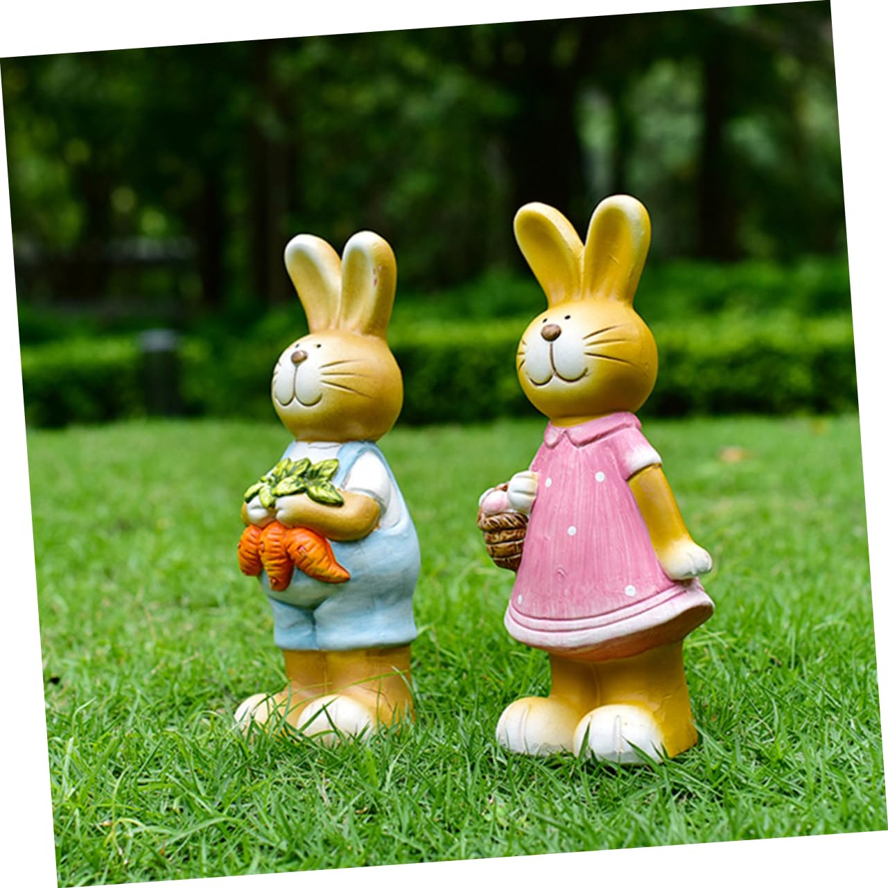 OUNONA 2pièces Statue De Lapin De Jardin Figurine Animal Décorative pour Cour Et Jardin Petite Statue De Lapin pour Micro-Paysage
