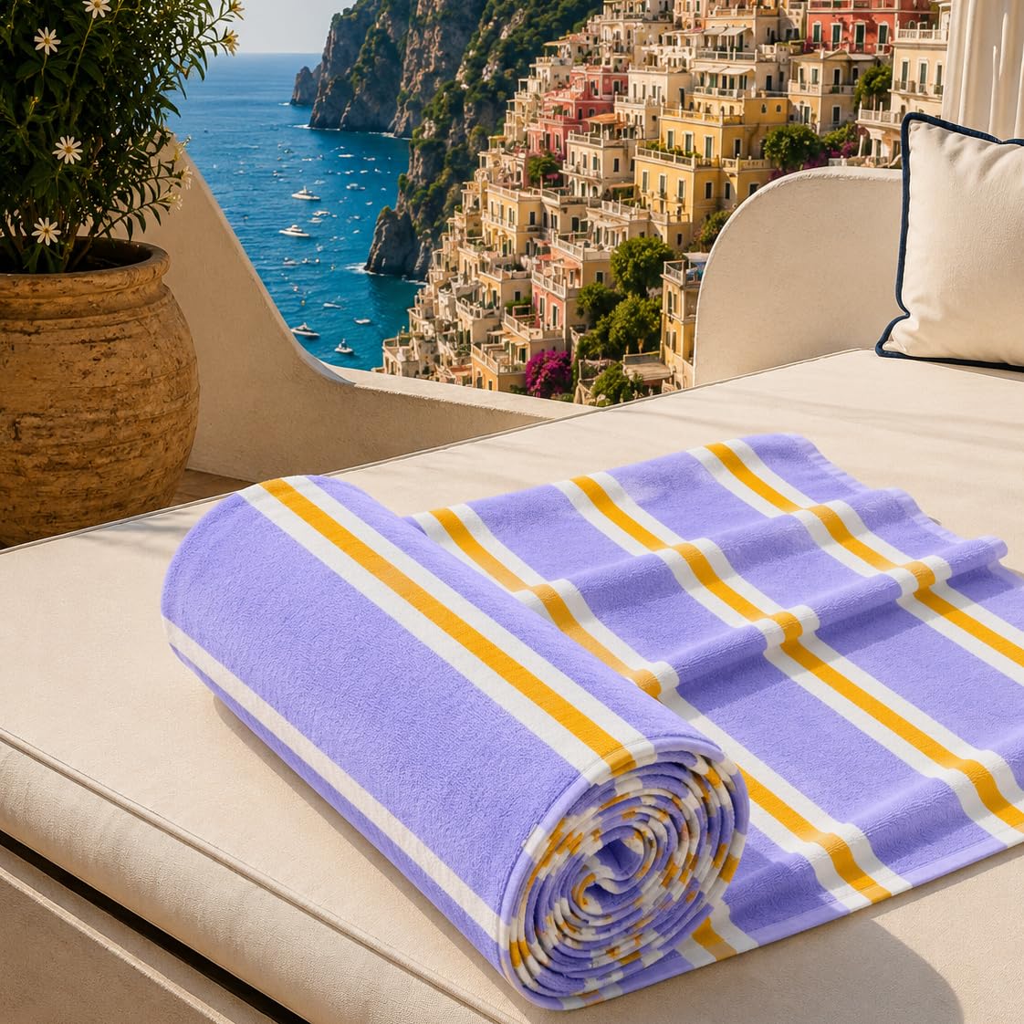 PETTI Artigiani Italiani - Microfibre Beach Towel, Beach or Pool Towel, Beach Towel, Large 90 x 180 cm, Millerighe 09
