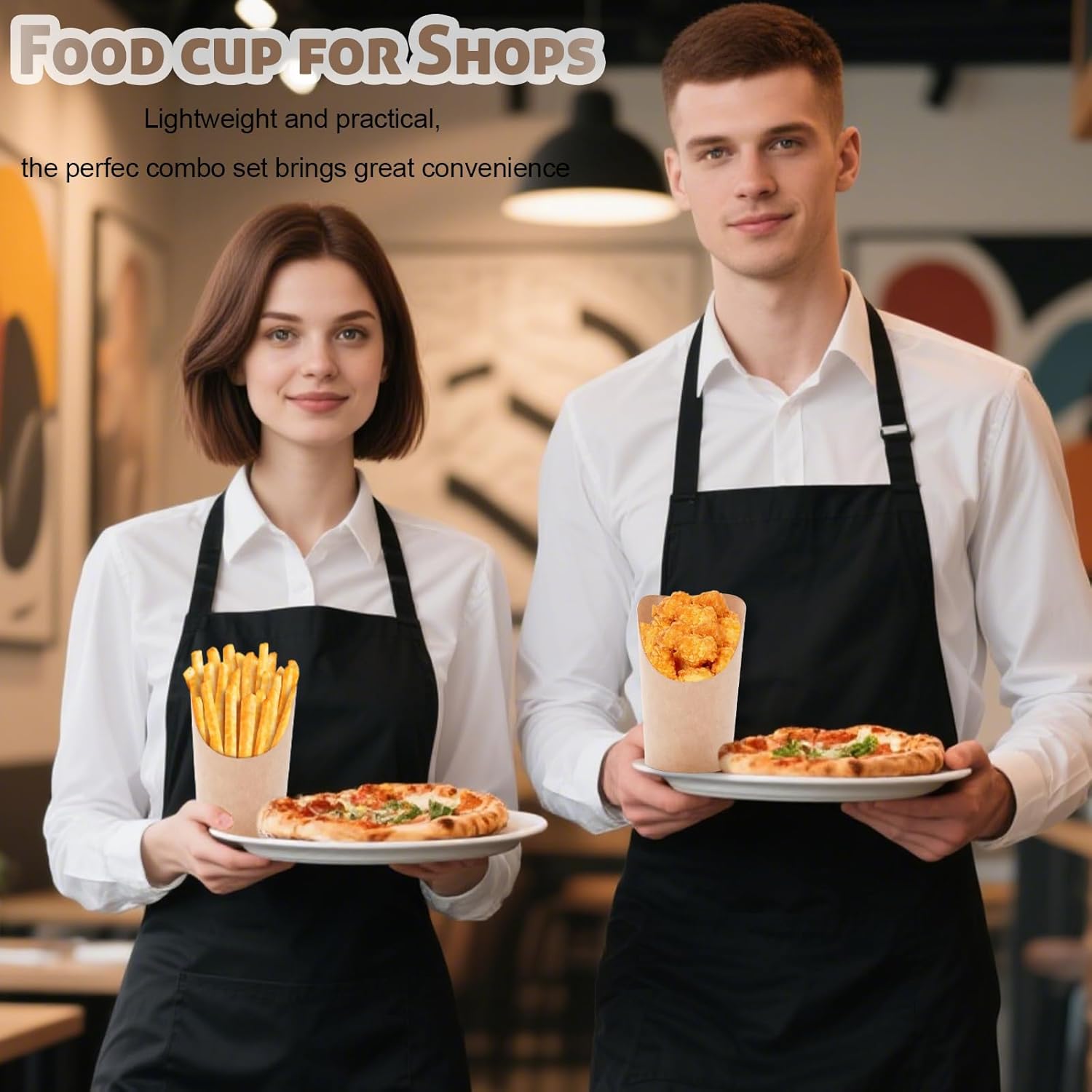 550 Pcs Paper Charcuterie Cups Disposable Set, 150 pcs 14 oz Kraft Paper Appetizer Cups with 400 Bamboo Cocktail Picks, French Fry Cones Food Containers