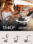 LISEN for Automatic Magnetic Phone Holder Car 【AUTO-Suck & 360° Adjustable】 Electronics Phone Holder for MagSafe Suction Cup Car Mount Accessories for iPhone 17 air pro max 16 15 14 13 12 Space Black