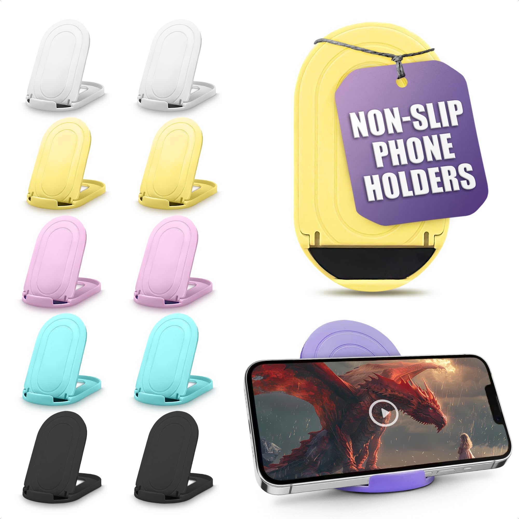 12 Pcs Cell Phone Stand for Desk – Stable Cell Phone Holder Bulk Pack, Adjustable Design with Silicone Pads, Fits 4–7.9" Devices – Cellphone Stand for