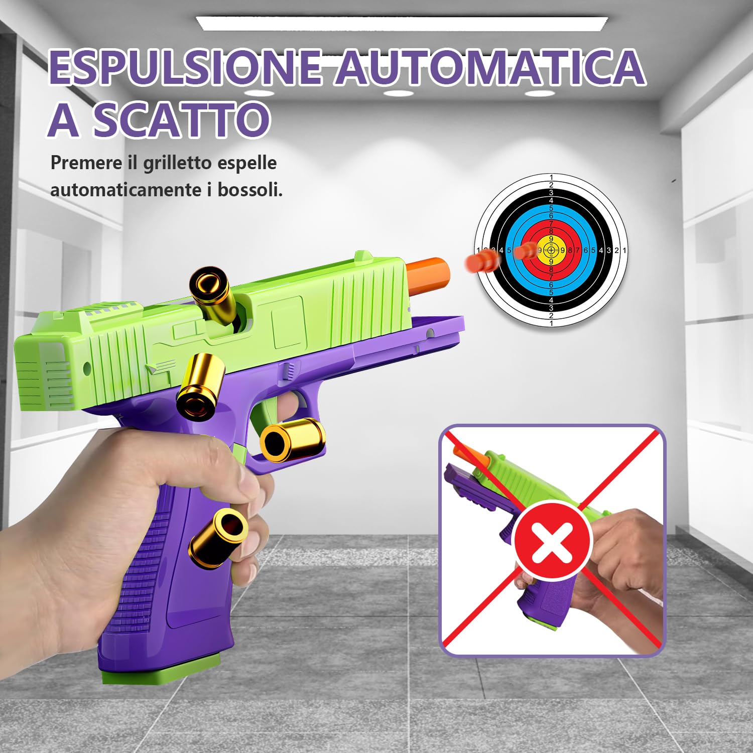 Pistola giocattolo per bambini, pistola giocattolo automatica con bossoli, pistola giocattolo meccanica per ragazzi e ragazze