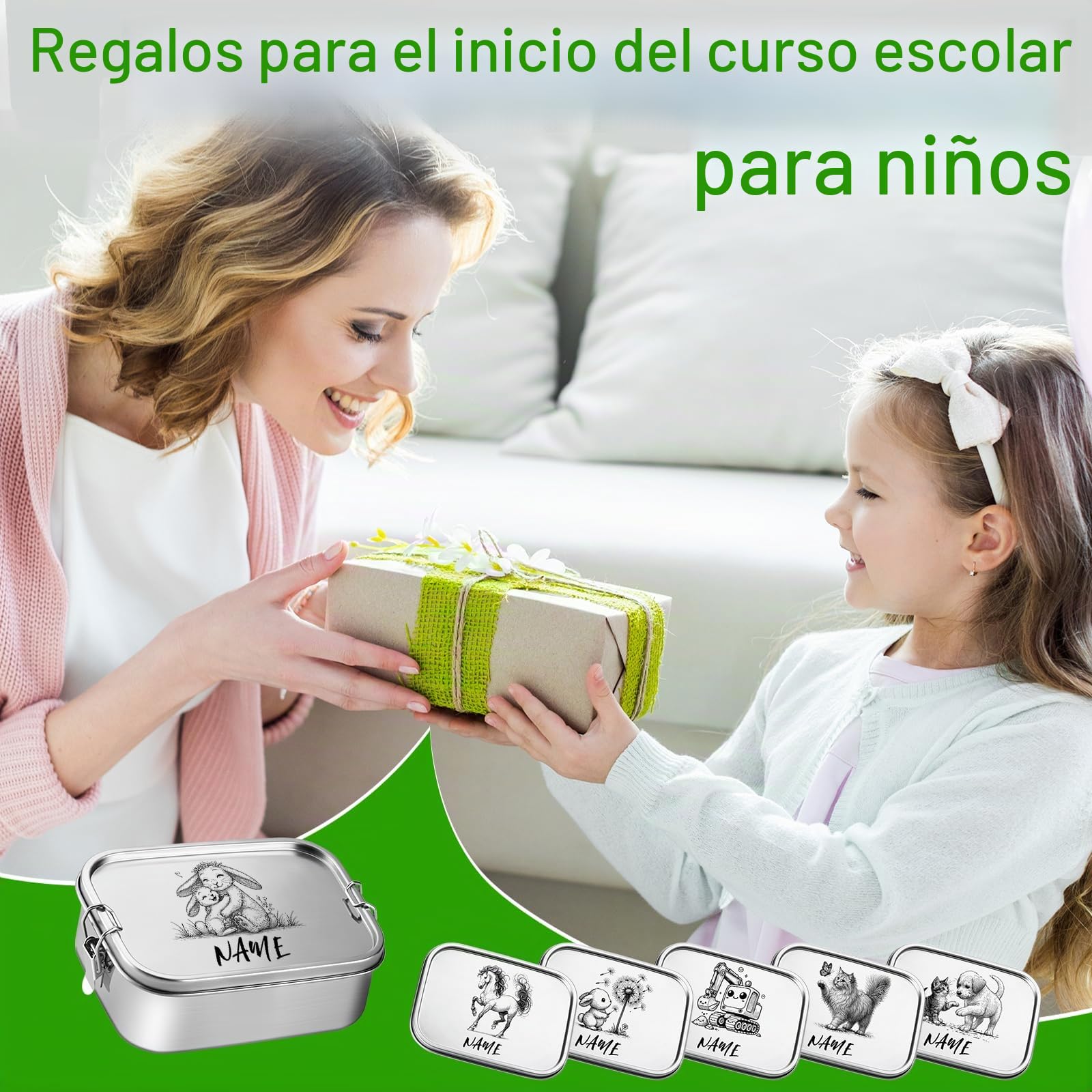 OXYEFEI Fiambrera para niños con compartimentos, fiambrera de acero inoxidable personalizada, para la escolarización (fútbol, 1000 ml)