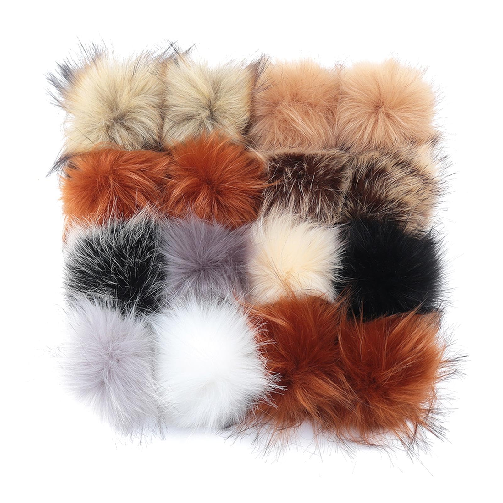 QUXVUIS Multicolor Faux Fur Pompom Ball DIY with Snap Button Caps Scarves Gloves Bags