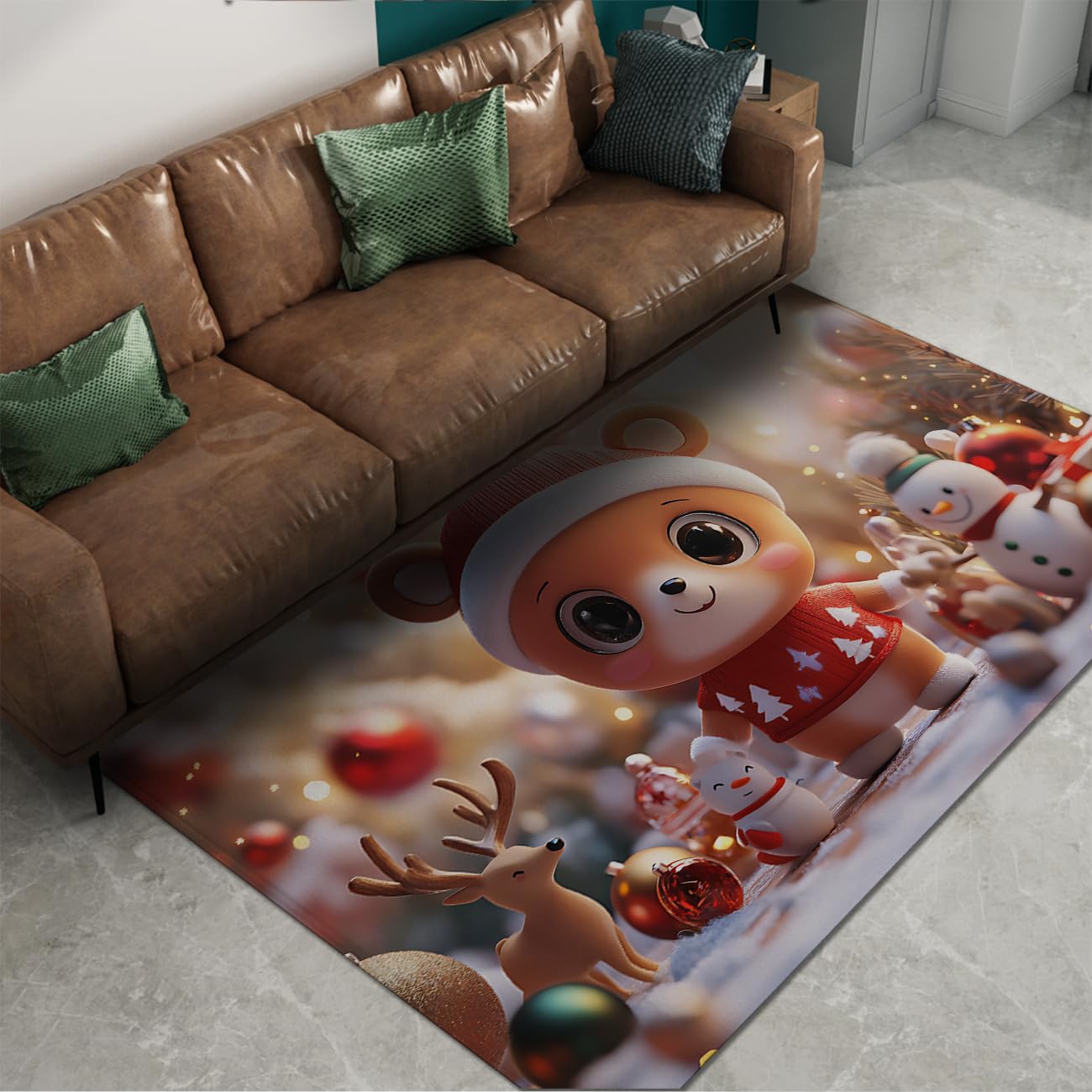 Tapis Noël enfant ours polaire pour créer un coin lecture festif et douillet dans la chambre