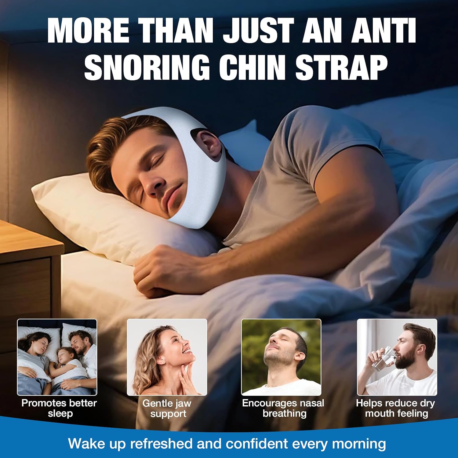 Chin Strap for Snoring (2-Pack), Anti Snoring Chin Straps for Men & Women, Adjustable Anti Snore Chin Strap to Keep Mouth Closed, Mouth Breathing Prevention, Effective Snoring Solution for Sleeping - Image 4