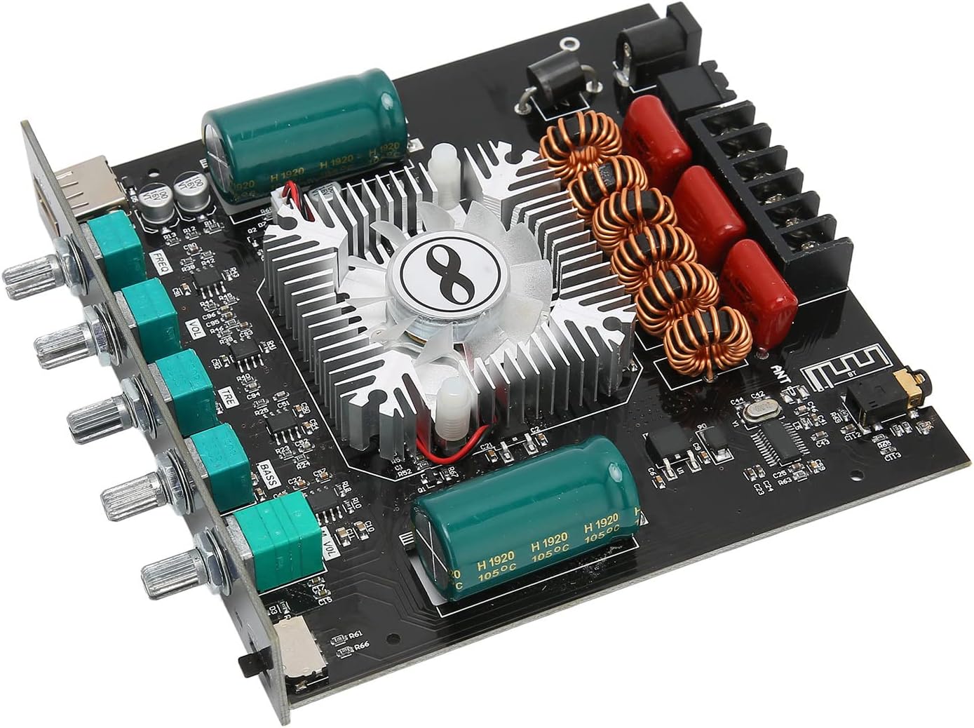 Zhed Home Bluetooth 5.0 Stereo Receiver with 2.1 Channel Power Amplifier, Cooling Fan & USB Amplifier Board for Home Theater Speakers & Studio Use