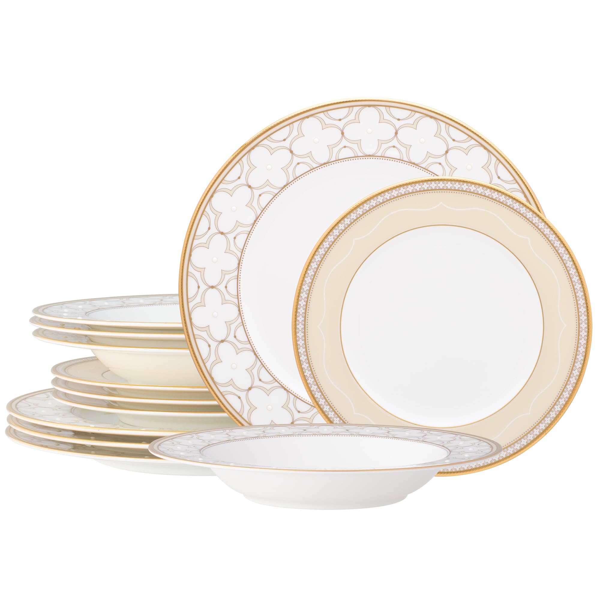 Amazon.com | Noritake Trefolio Gold 12-Piece Dinnerware Set