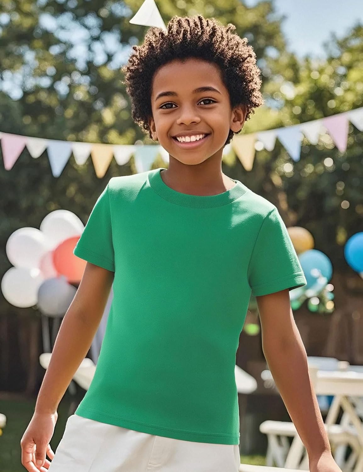 COSLAND Boys' 100% Cotton Heavyweight Short Sleeve Crewneck T Shirt - Image 6