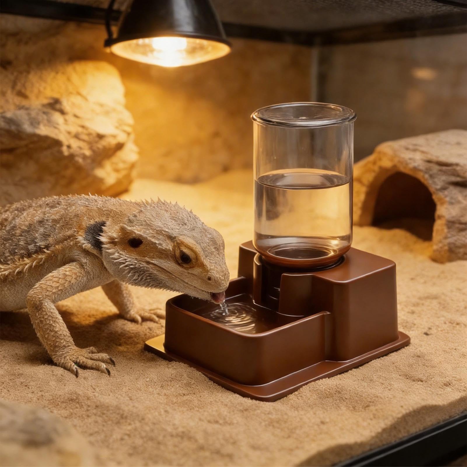 Masoog Fuente de Agua de Dragón Barbudo,Cuenco Automático Desmontable para Reptiles - Bebedero para Lagartos y para Serpientes de Terrario | para Camaleón, Gecko, Rana, Ermitaño, Anfibios, Terrario y — view 3