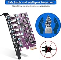 Vista 5 de Tarjeta de expansión PCIe a USB 3.0 de 7 puertos (2 puertos USB tipo C y 5 puertos USB tipo A), convertidor interno Tarjeta de expansión PCI Express