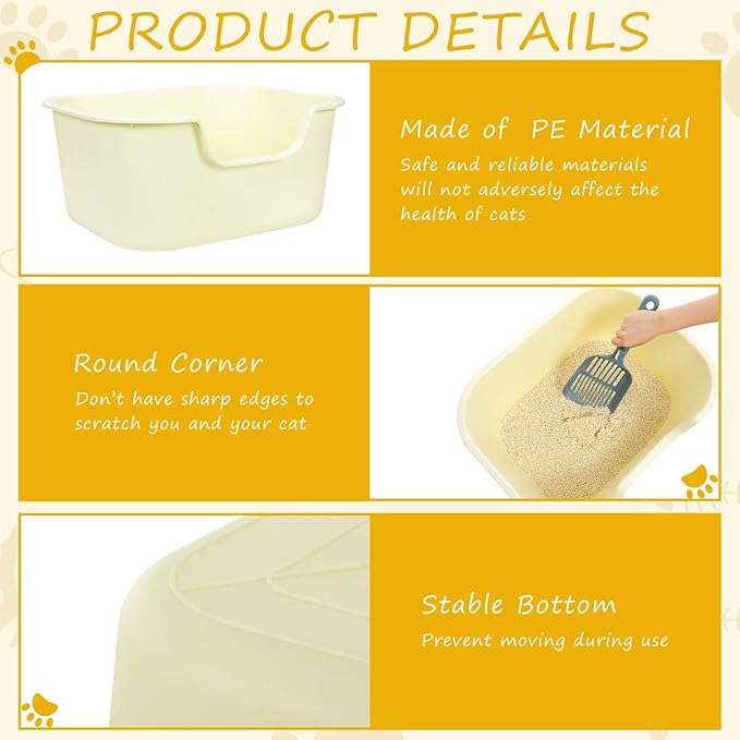 The 2 Pcs Cat Litter Box with High Side and Scoop is a set of two high-quality litter boxes designed for both small and big cats. Measuring 19.7 x 15.8 x 8.7 inches, these litter boxes have high sides to prevent litter scatter and provide a spacious area for your cat to comfortably do their business. The durable plastic construction ensures long-lasting use and easy cleaning, making it a convenient choice for pet owners.