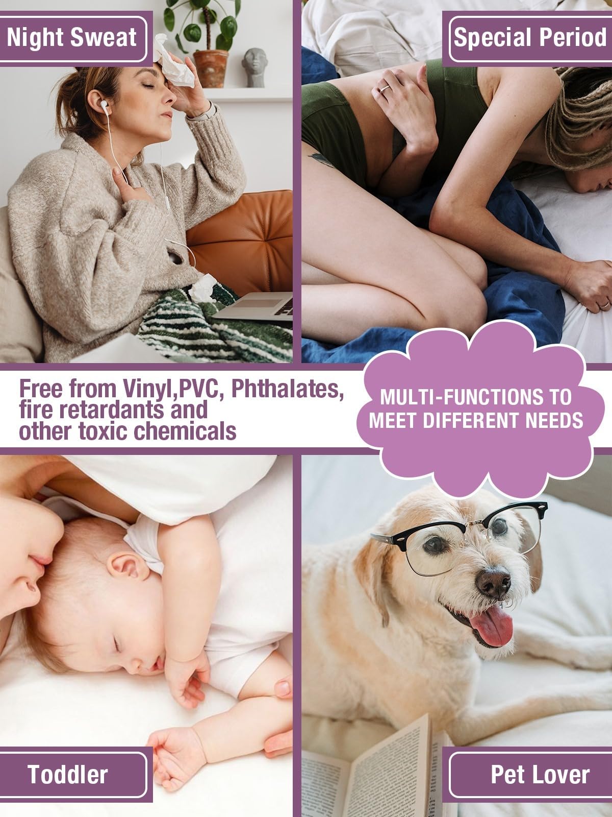 Protector de colchón impermeable lavable para cama, suave, transpirable, silencioso, para entrenamiento de orinal de 18 pulgadas de profundidad, tamaño individual XL