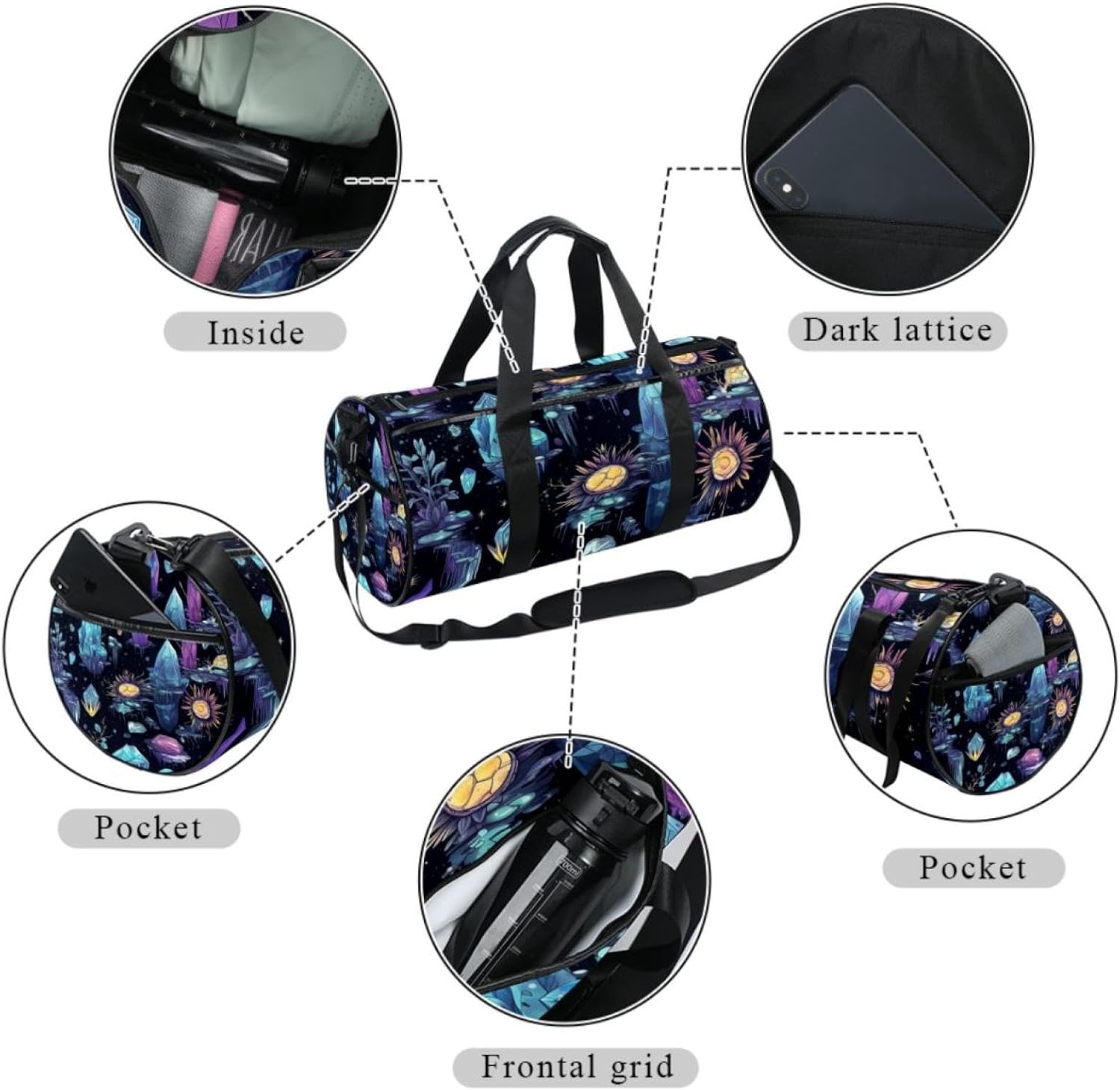 Gym Bags for Women,Duffle Bag for Travel,Abstract Graffiti Plant Diamond,Gym Bag for Men