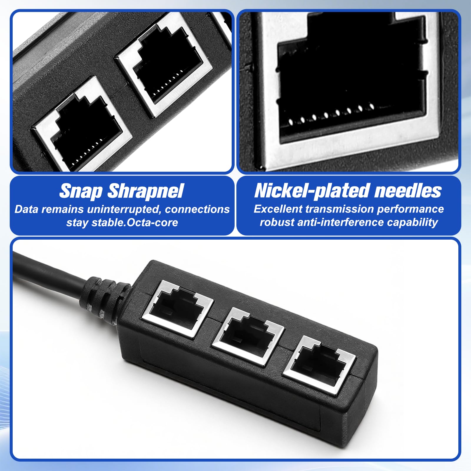 Jxiwfvl RJ45 1 Male to 3 Female LAN Splitter Cable, Ethernet