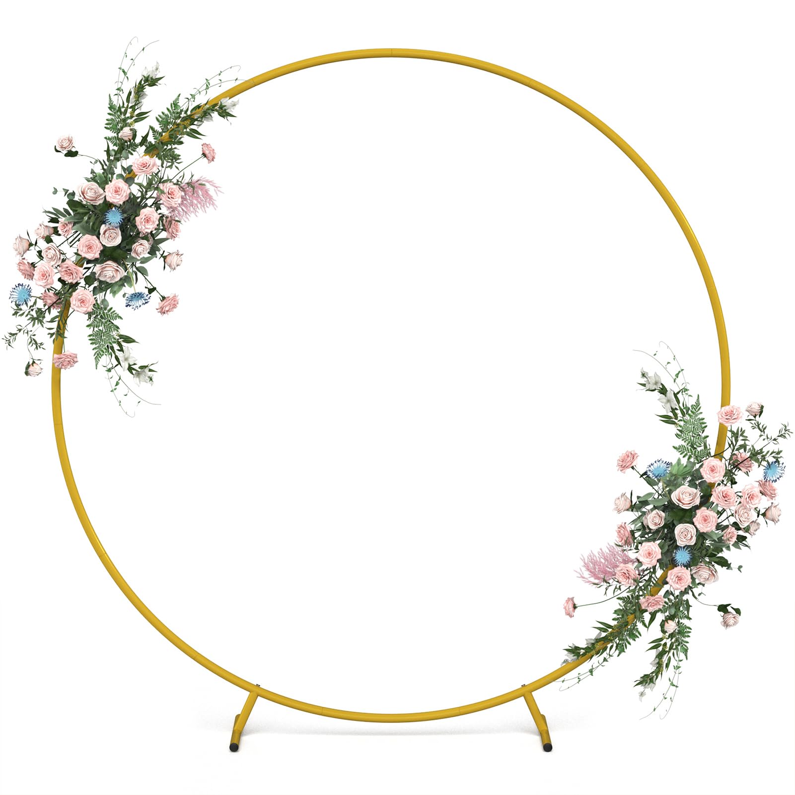 Arch Backdrop Stand 6.6FT Gold Round Balloon Arch Stand for Wedding, Party, Anniversary, Baby Birthday Decorative Metal Circle Backdrop Stand (Gold, 6.6Ft)