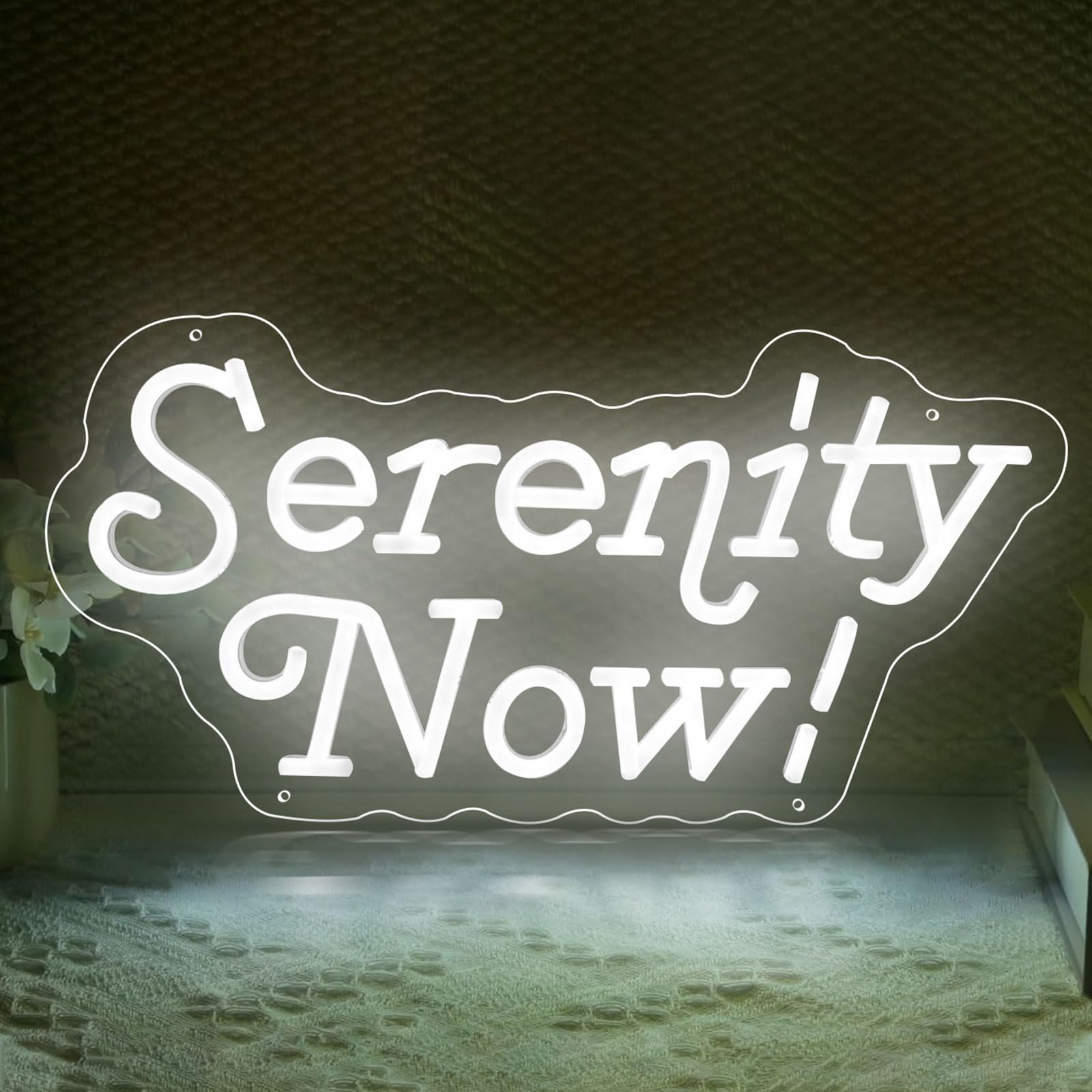 Serenity Now Neon Sign Warm White LED Wall Decor for Bedroom Study Home Office USB Powered Dimmable Calming Quote Light Gift for Yoga & Meditation Lovers