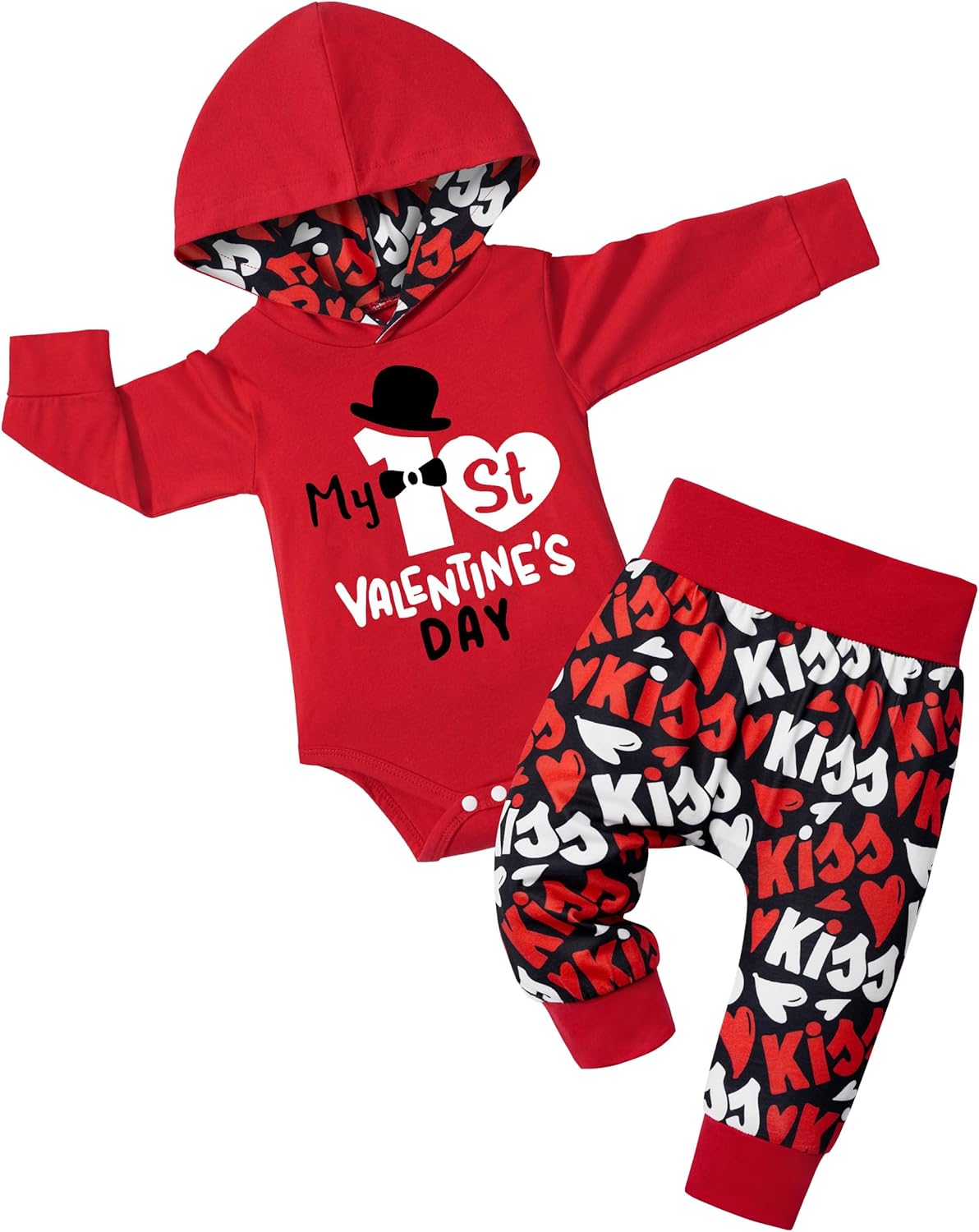 Ribabz Baby Boy Valentines Day Outfit, Cute Print