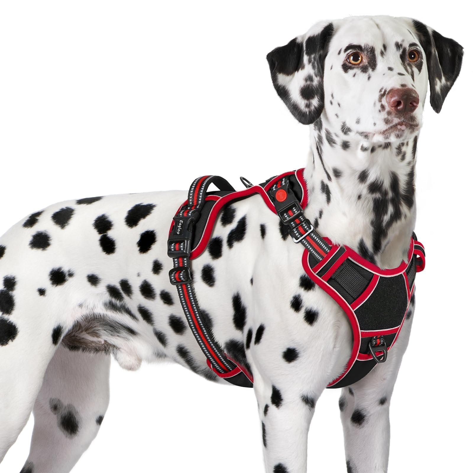 Eagloo Harnais pour chiens de grande taille, harnais réglable anti-traction pour chien avec 3 boucles, harnais rembourré doux, facile à promener avec poignée, gilet réfléchissant anti-étranglement