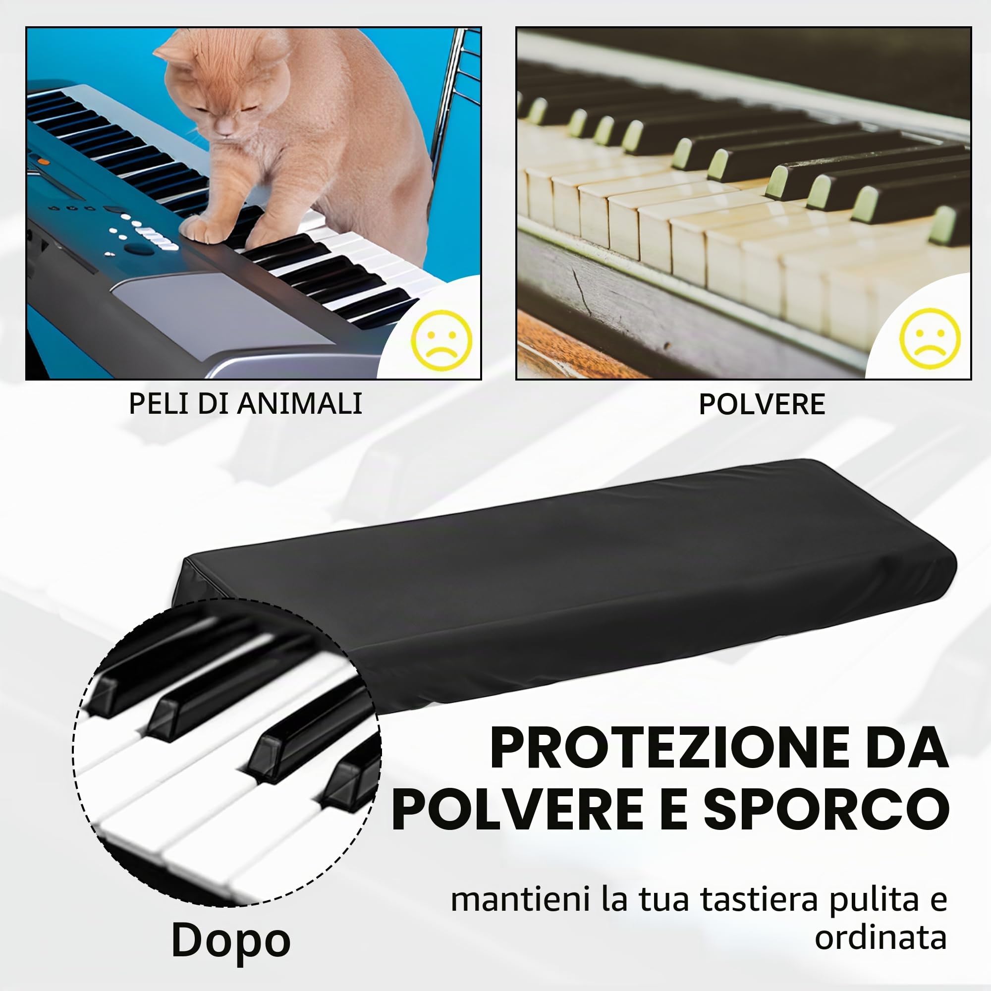 Musiin Copertura per tastiera per pianoforte a 76 tasti, compatibile con MODX M7 KORG Pa5X 76, KRONOS 73, Roland FA-07 e altri, impermeabile, con coulisse regolabile e borsa per riporre la protezione