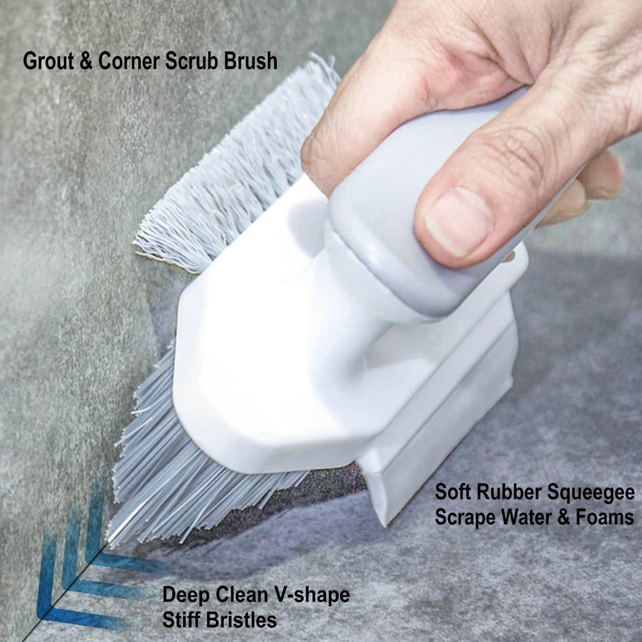 GOPINATH ECOM 4 in 1 Tile Grout Cleaner Brush with Squeegee for Floor Gap and Corner Cleaning | V Shape Gap Scrubber with Stiff Bristles | Multifunctional Scrubbing Brush for Home Kitchen Bathroom 3