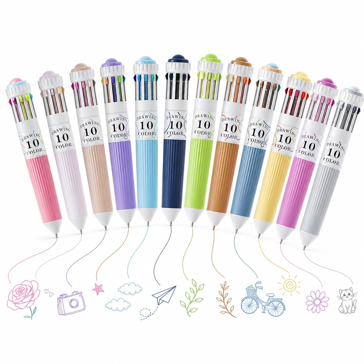 Juego de bolígrafos multicolor de 116 colores, 12 bolígrafos retráctiles de tinta de colores para diario, tomar notas, dibujar, escritura suave, bolígrafos surtidos para escuela, oficina