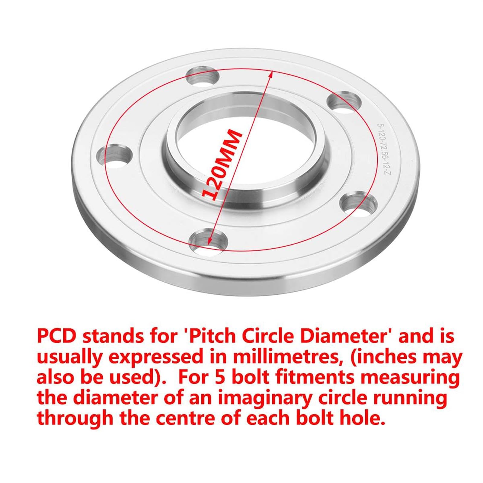 2/4x12mm Adapter dystansowy kół samochodowych 5X120mm 72,56mm