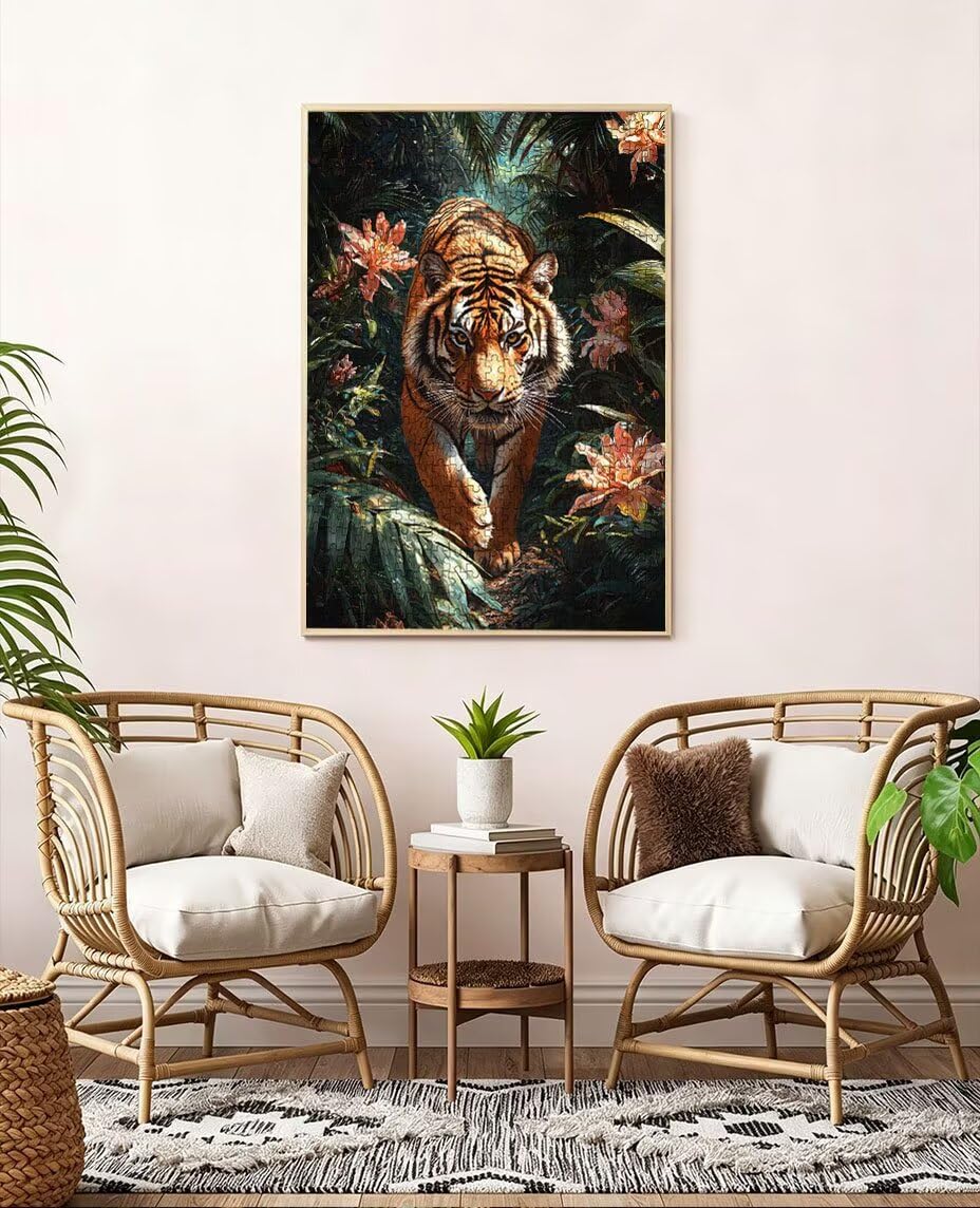 BXHZW3-443 Puzzle 3000 elementów, kwiaty, tygrys, puzzle dla dorosłych, 3000 sztuk, klasyczne puzzle, gra zręcznościowa, puzzle dla całej rodziny, z opakowaniem, dekoracja, prezenty, BXHZW3-443