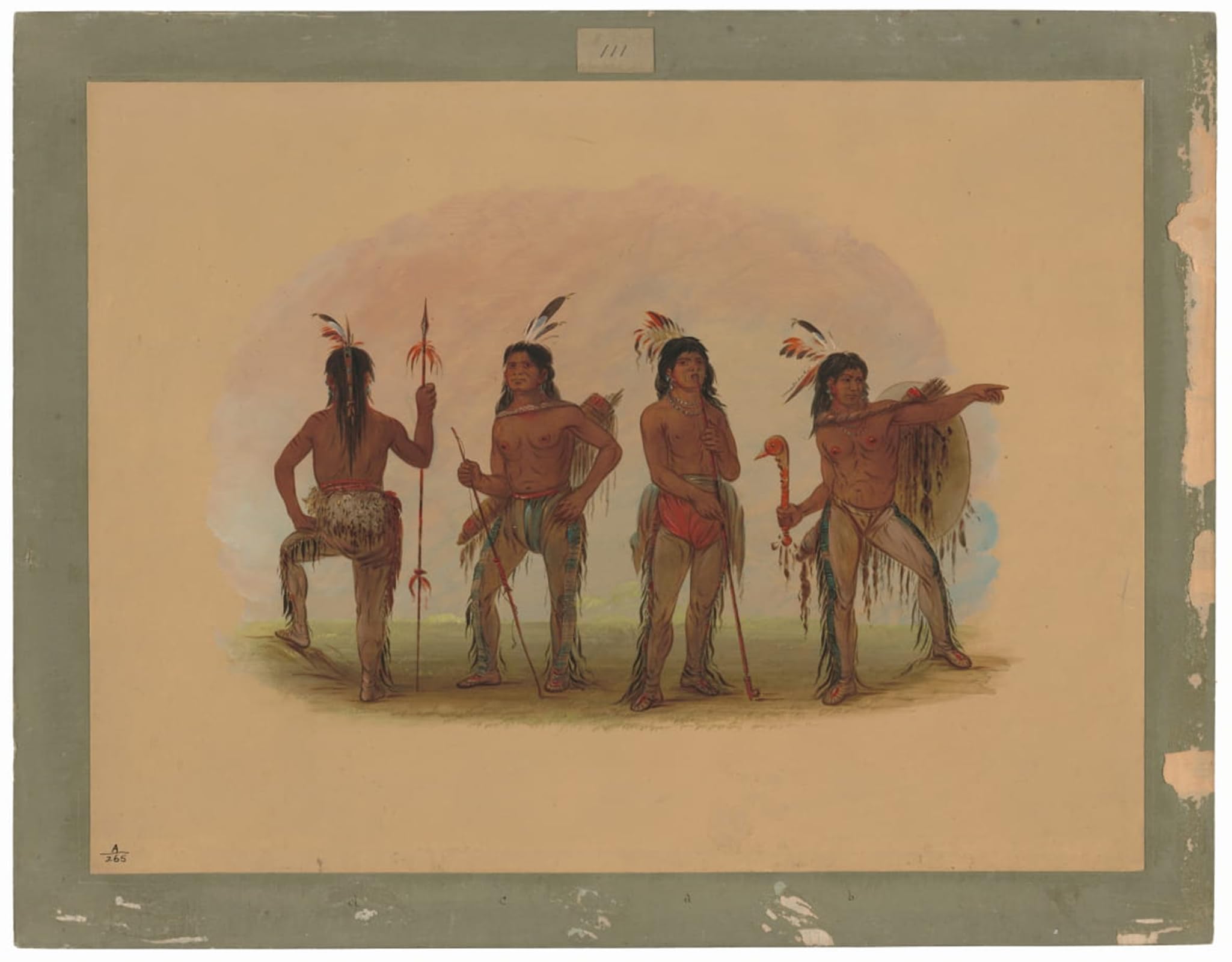 SERENDIPITP Retro Picture Poster Wall Art Pictures Painting Four Navaho Warrioriess by George Catlin Wall Art Canvas Print for Wall Decor 60x90cm