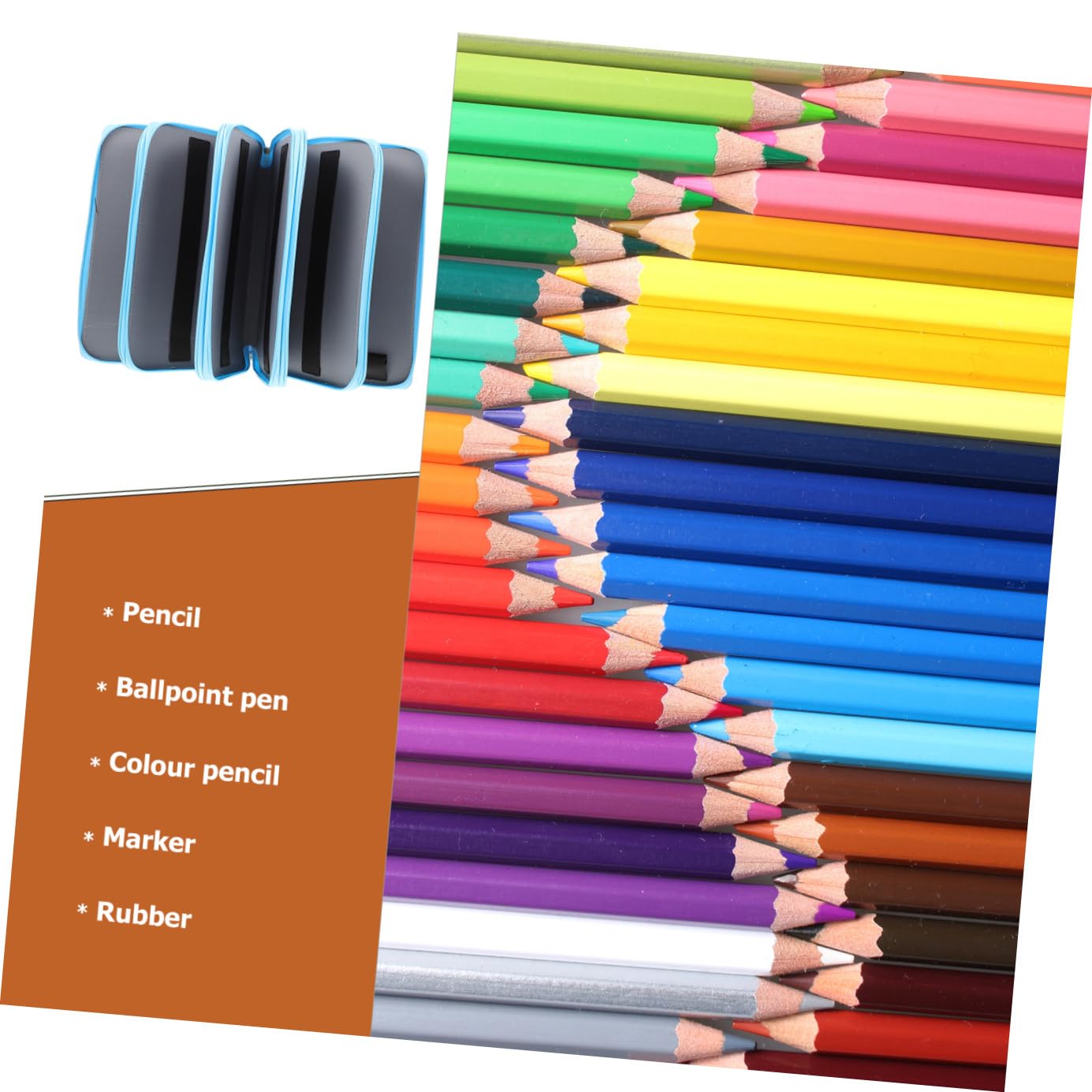Artibetter Astuccio Portapenne Capiente Oxford Blu, Cerniera e Manico, 360 Elastici, per Scuola e Ufficio