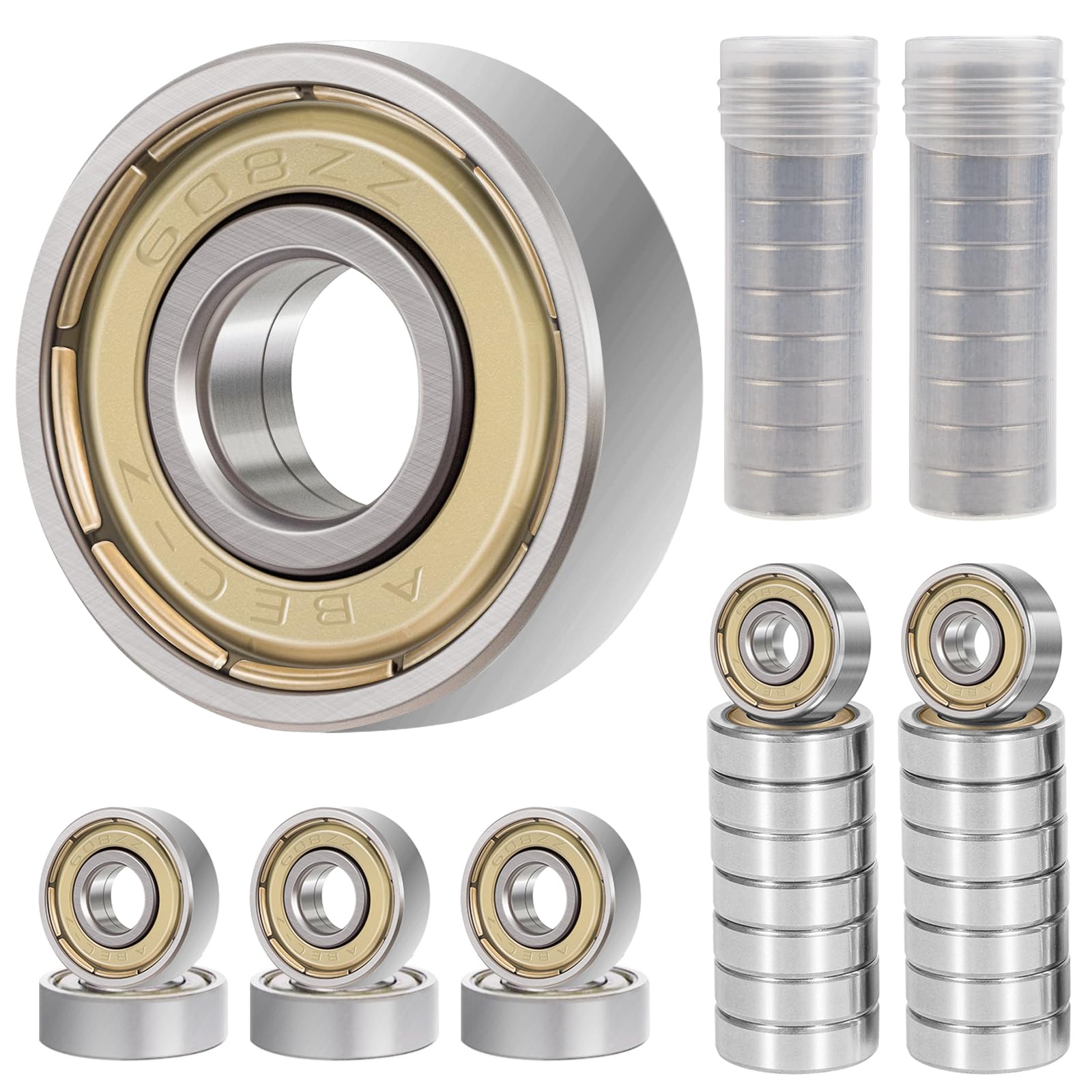 608ZZ Rodamientos de Bolas 8x22x7 mm Acero al Carbono Cojinetes para Monopatines Scooters Patines en línea