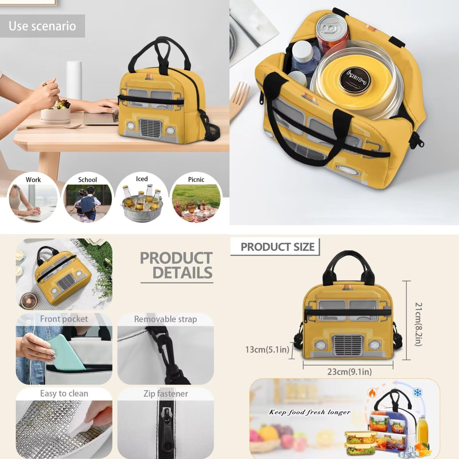 Dolyues Mochila 6 en 1 para niños de 8 a 10 años, mochilas de regreso a clases para niños de 5º grado, Autobús escolar, Mochilas daypack