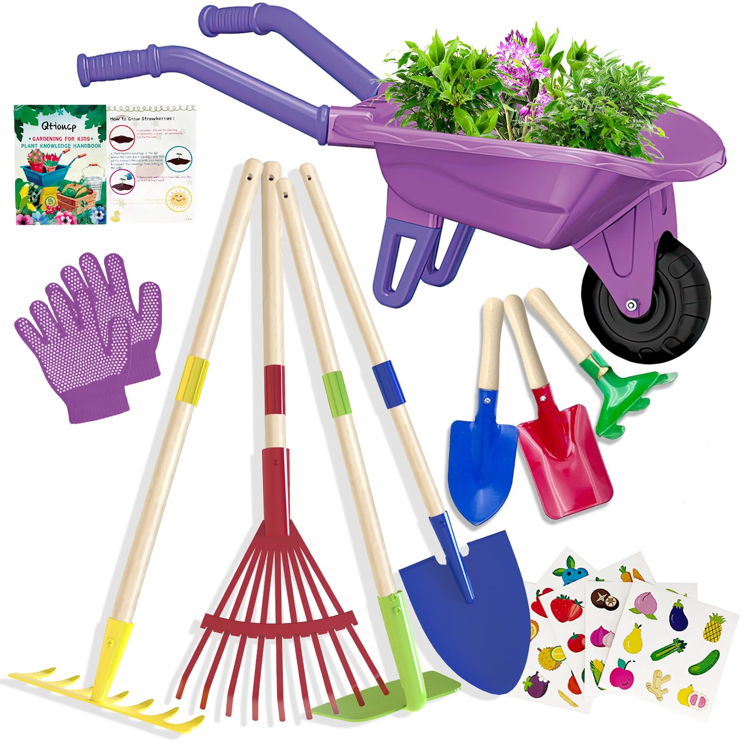 Kids Gardening Tools Outdoor Toys Set Backyard Play with Wheelbarrow Educational STEM Learning Pretend Toys Outdoor Indoor for Toddlers Kids Boys Girls