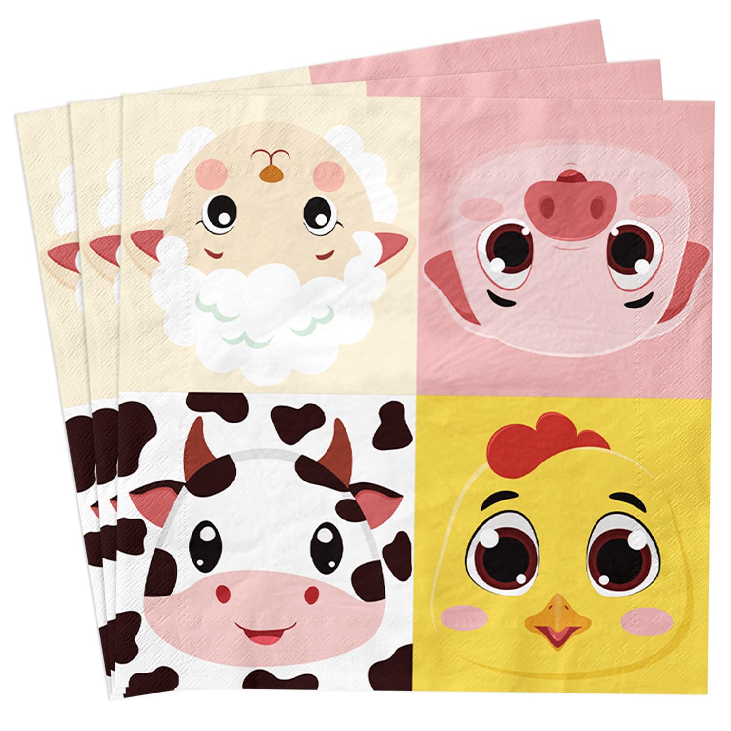 APUXXJUPA 100 Pcs Farm Animal Napkins, Multicolor, Paper, 13