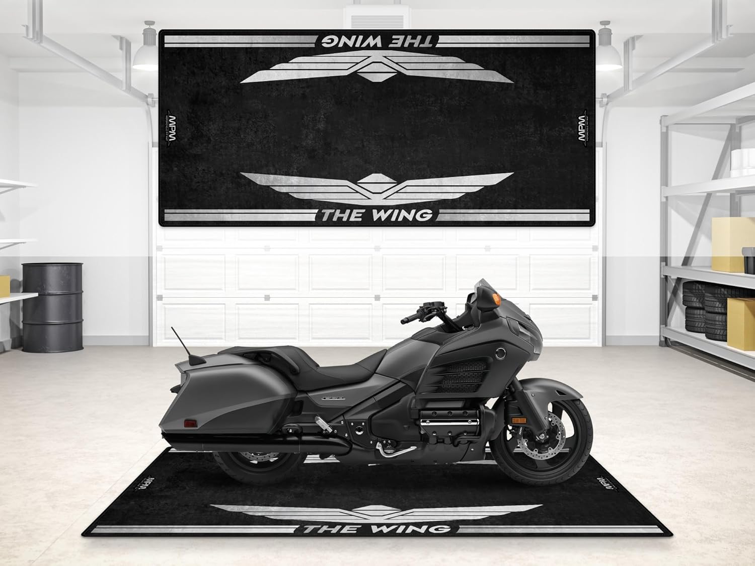 Parking Mat for Goldwing The Wing Motorcycle Model, Display and Pit Mat, Washable Non-Slip Garage and Showroom Floor Mat, Rug, Carpet (Silver, Size 1 : 86.6 x 39.4/220 x 100 cm)