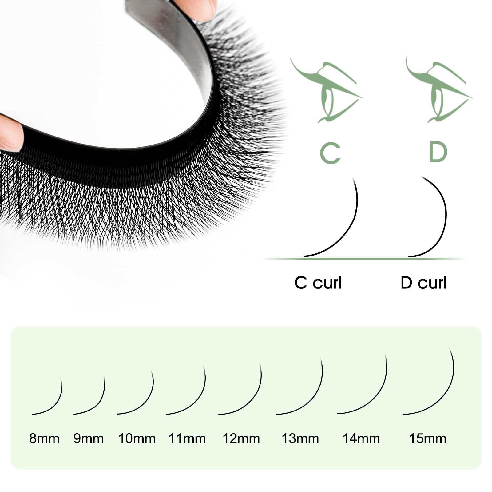 NATUHANA W Shaped Clover Eyelash Extension 4D Premade Fans 0.07mm D Curl 9mm Single Size Tray Volume Lash Cluster W Lash Extensions (9mm, 4D black;0.07 D)