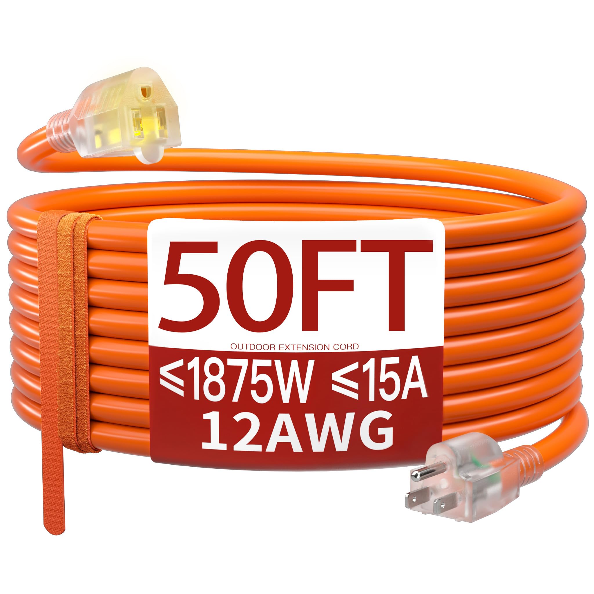 Skrizcable 50 FT 12 Gauge Heavy Duty Extension Cord Outdoor, Orange