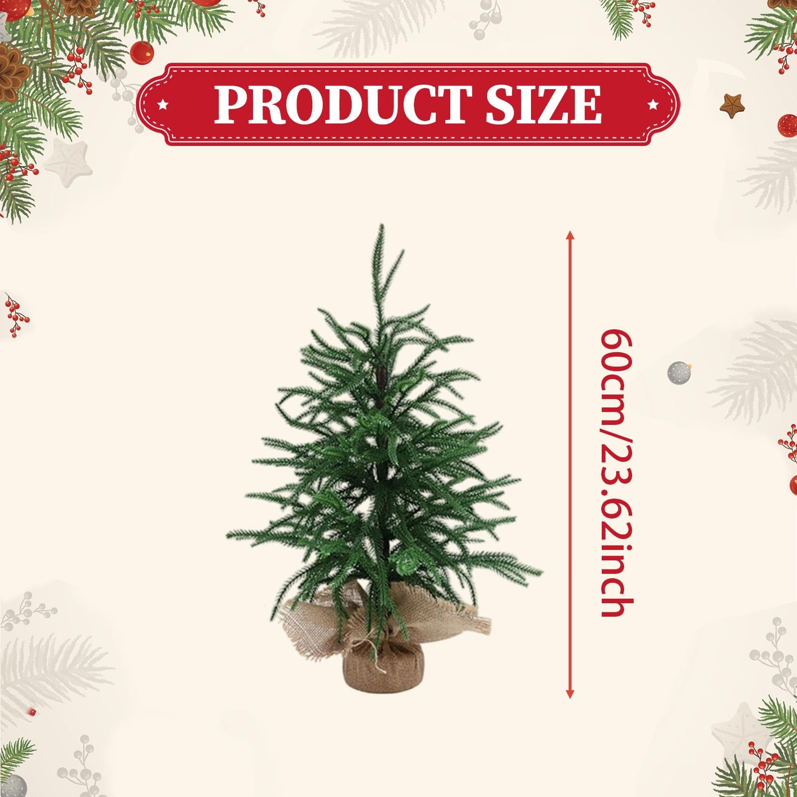 perfk Albero di Natale Artificiale da Tavolo, Finto Albero di Natale Realistico, Piccola pianta Finta per Portico Anteriore, Ufficio, Interni ed, Pino Norfolk da 60 Cm
