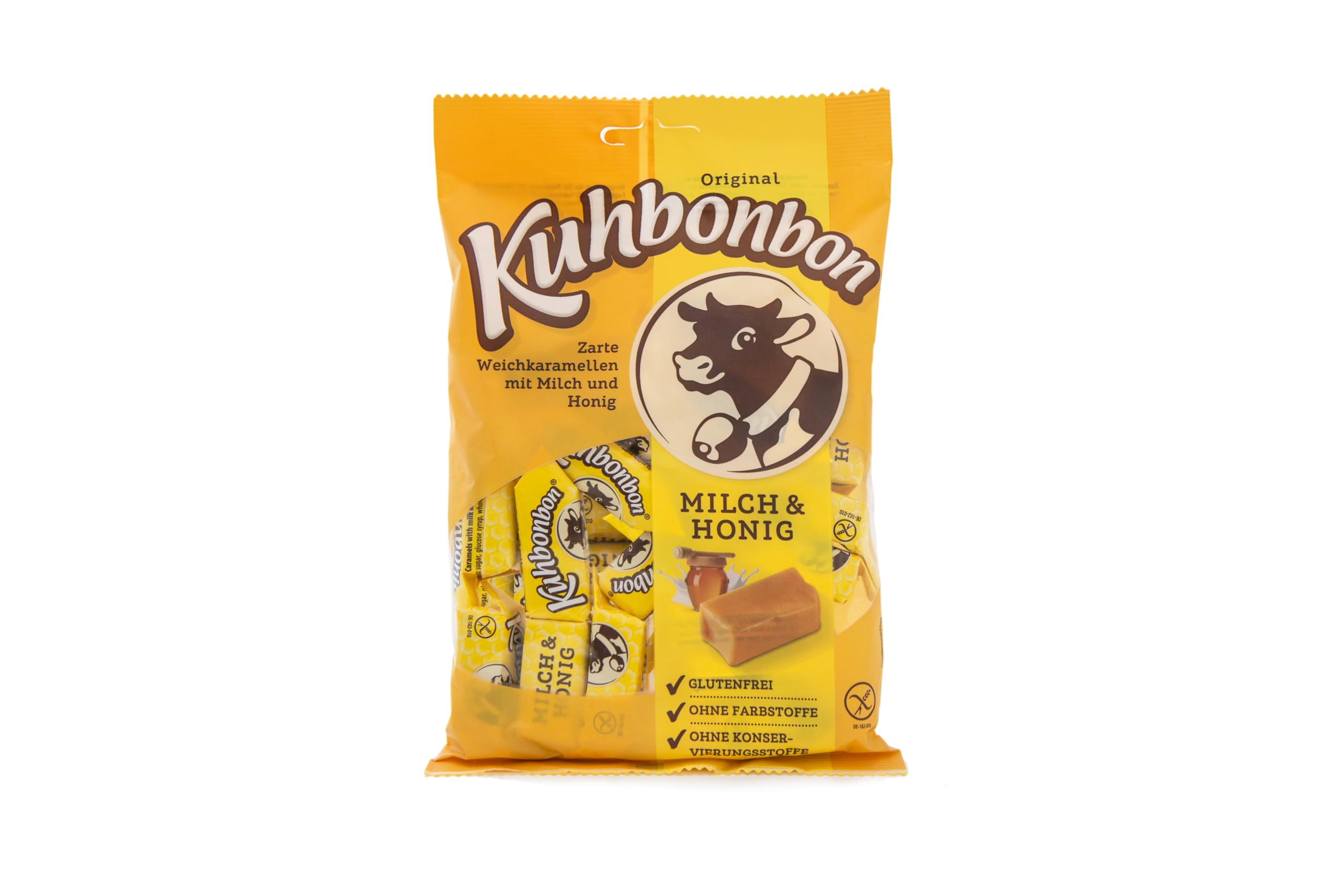 Kuhbonbon Milch & Honig 200g – weiche Karamellbonbons aus süßem Karamell, zartschmelzende Toffee-Bonbons aus guter Butter, Milch und Honig, glutenfrei