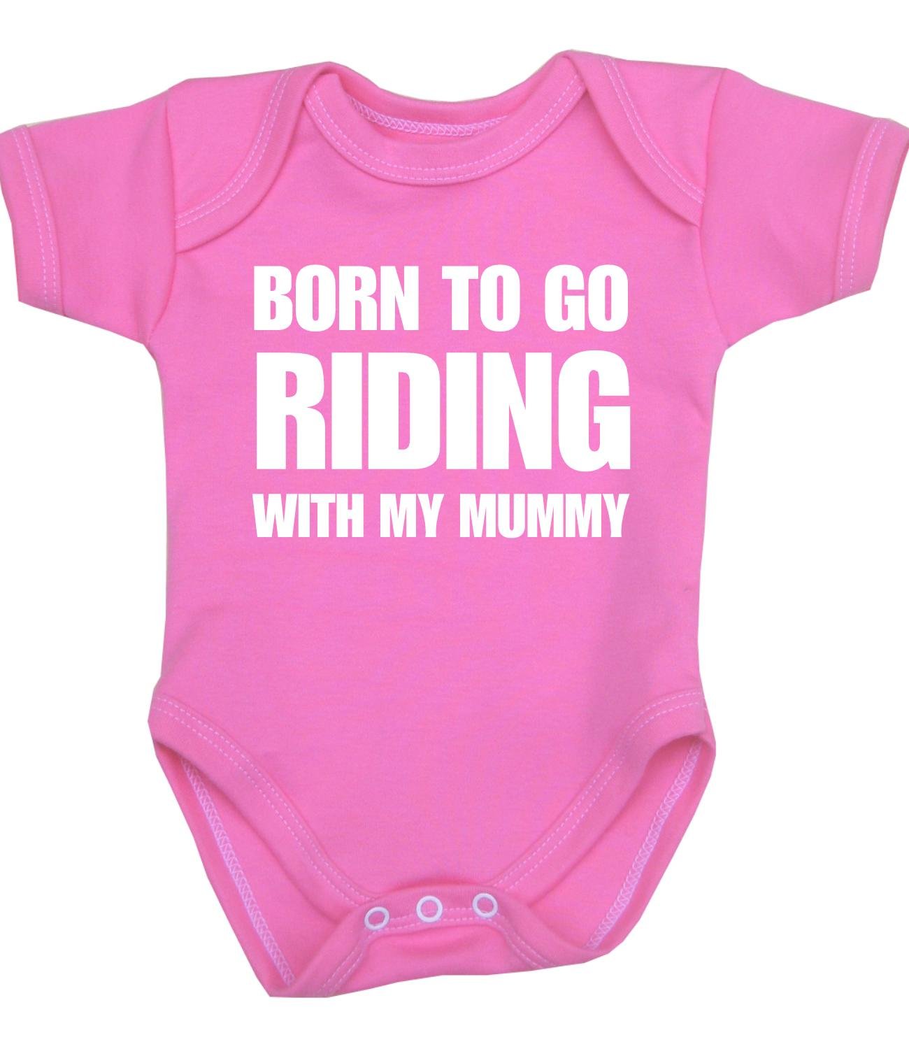 BabyPrem Born to go Riding with Mummy Baby Clothes Bodysuit NB-12 mth PINK 0-3