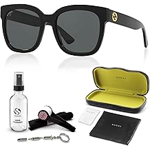 Gucci GG0034SN GG Interlocking Logo Sqaure Shape Sunglasses with Luxury Eyewear Kit