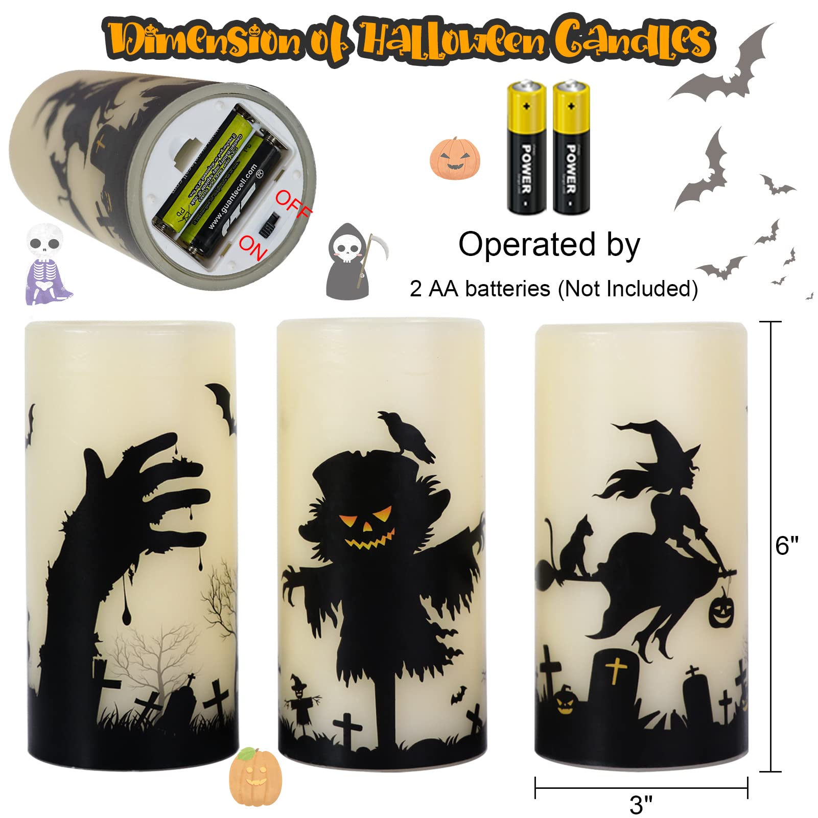Wondise Halloween Flameless Candles With Magic Wand...