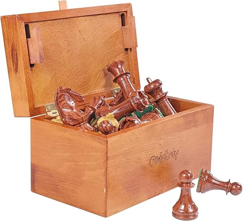 Juego de piezas de ajedrez con peso de 375 pulgadas con caja de almacenamiento de rompecabezas mágico de madera retro