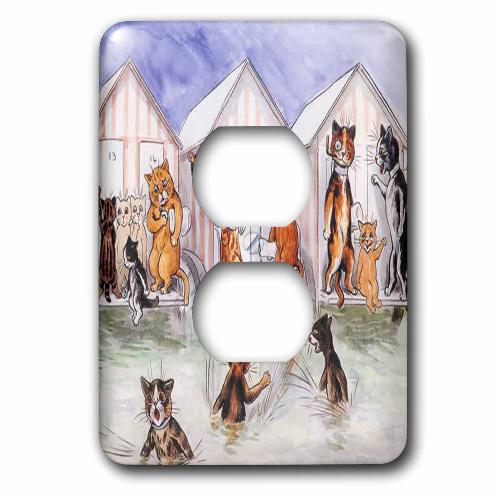 Chats à la plage couvercle de double prise 3dRose lsp_173859_6 motif imprimé durable