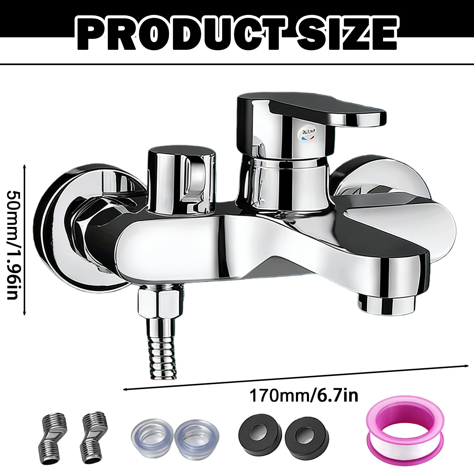 Badewannenarmatur, Wannenarmatur Mischbatterie, Wasserhahn Badewanne, Duscharmatur, Mischbatterie, 2 Auslässen, Verdickt, Brausethermostat, Chrom Aufputz Wasserhahn Für Dusche Und Wanne, Silber