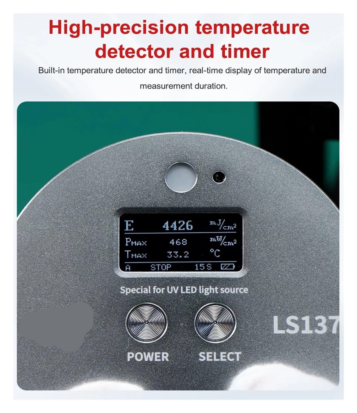 Misuratore di energia UV Radiometro Sorgenti luminose LED UVA LS137 Misura energia, potenza e temperatura Dimensioni ultra ridotte Alta precisione,Versatile